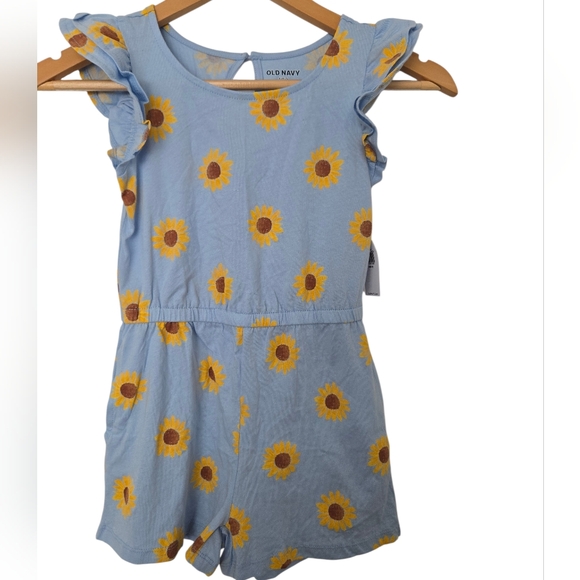 Old Navy Other - NWT Old Navy Blue Romper with Sunflower Design Size 6/7
